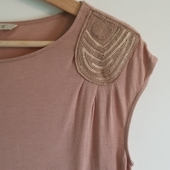 Aysymetrical blush coloured top with sequin detail - Picture 2 of 5